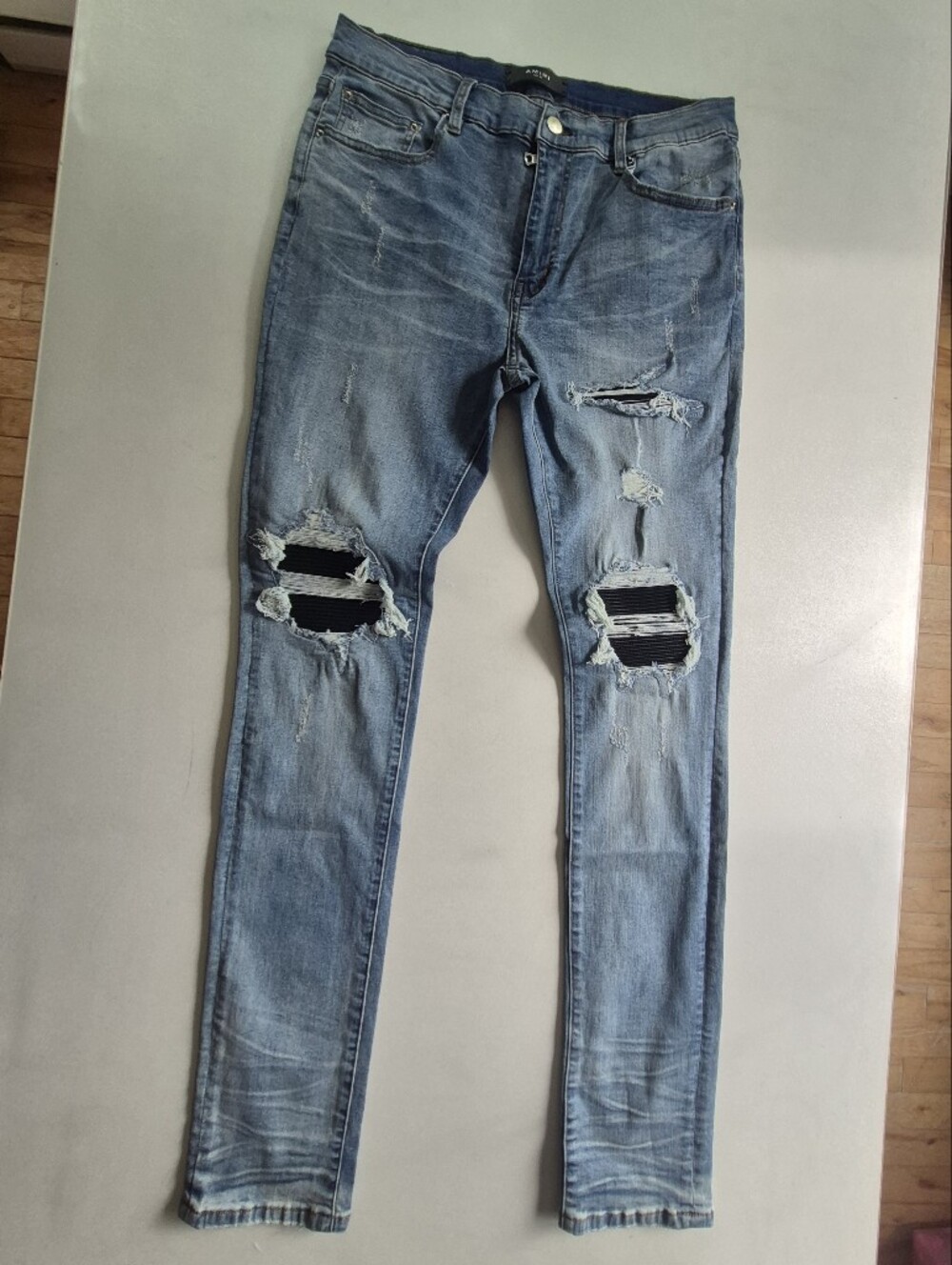Amiri Men's Distressed Slim Fit Blue Jeans